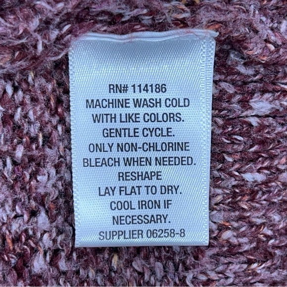 MEDIUM LIZ CLAIBORNE BURGUNDY KNIT SWEATER LONG SLEEVE OPEN FRONT - Picture 9 of 9